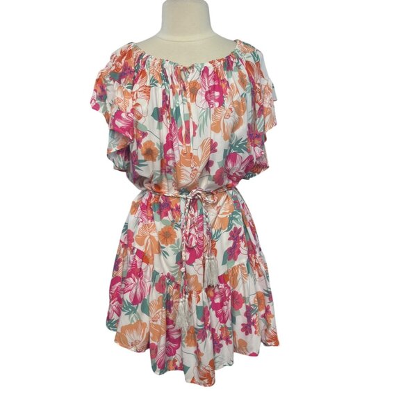 Rachel Zoe Floral Ruffle Dress Womens Small Summer Short - Picture 1 of 7